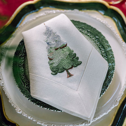 Grande serviette en lin Snowy Pine