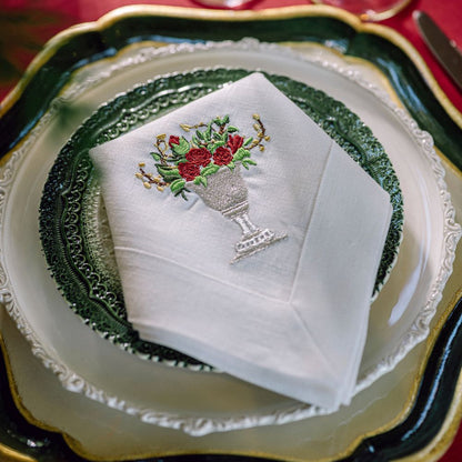 Red Rose Urna Fiorita Large Napkin