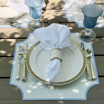 Splendido Square Wipeable Placemat, Blue Border