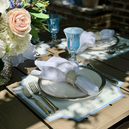 Splendido Square Wipeable Placemat, Blue Border