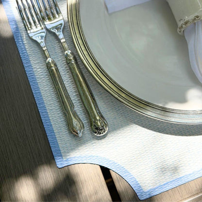 Splendido Square Wipeable Placemat, Blue Border