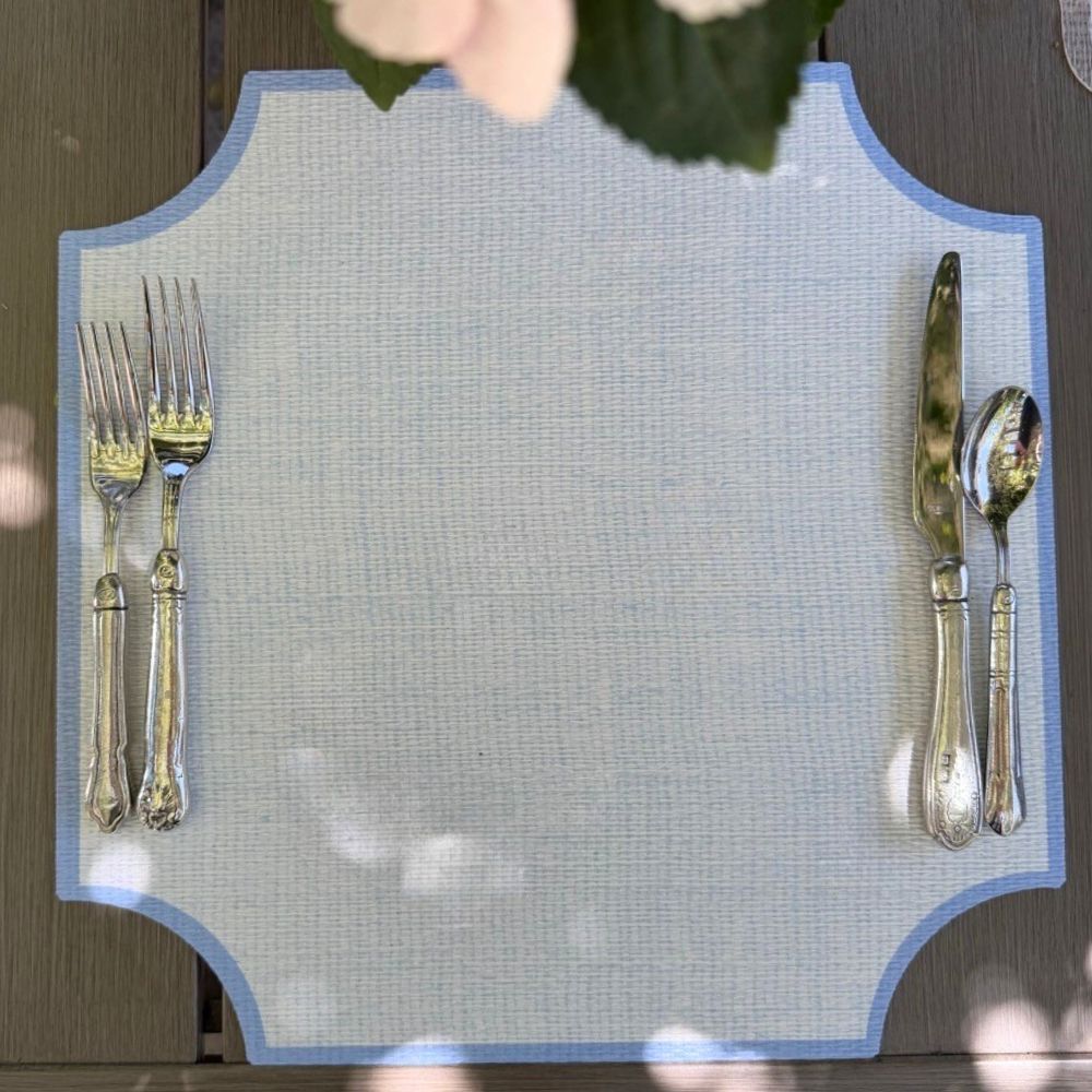 Splendido Square Wipeable Placemat, Blue Border