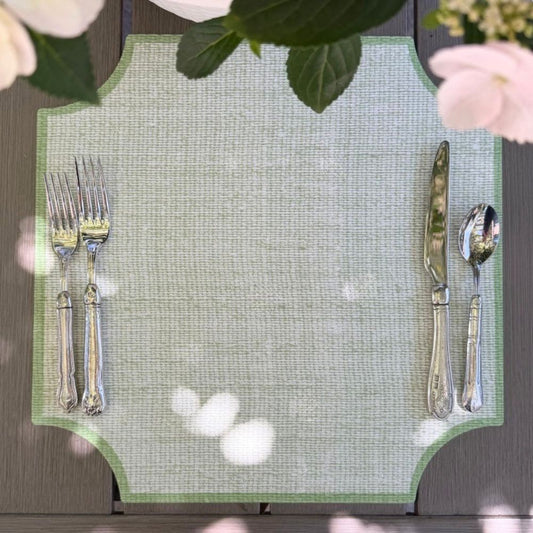 Splendido Square Wipeable Placemat, Green Border