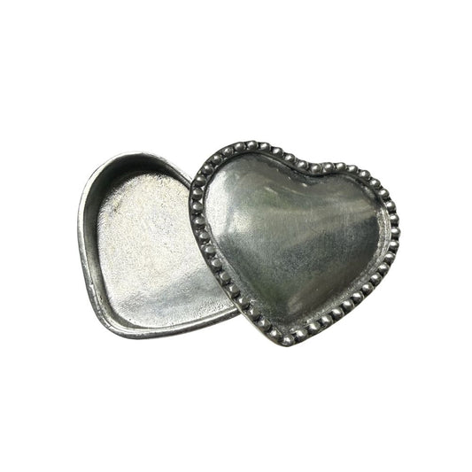 Vintage Beaded Pewter Heart Box - Website Exclusive