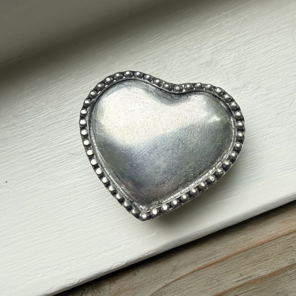Vintage Beaded Pewter Heart Box - Website Exclusive