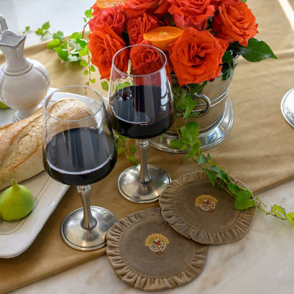 Turkey Round Ruffle Velvet Coaster Set - New