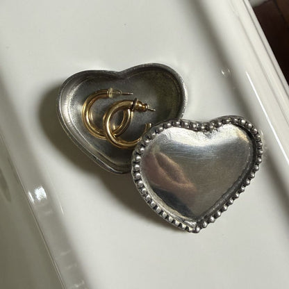 Vintage Beaded Pewter Heart Box - Website Exclusive
