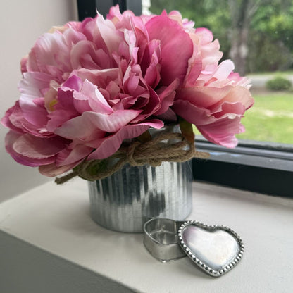Vintage Beaded Pewter Heart Box - Website Exclusive