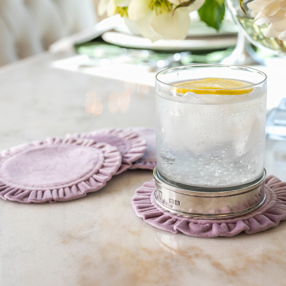 Round Ruffle Velvet Coaster Set - Premium Velvet 5