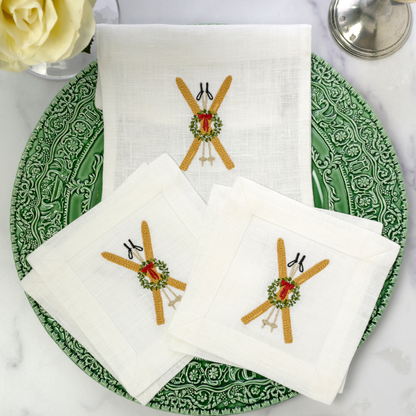 Vintage Skis Cocktail Napkin Set - New