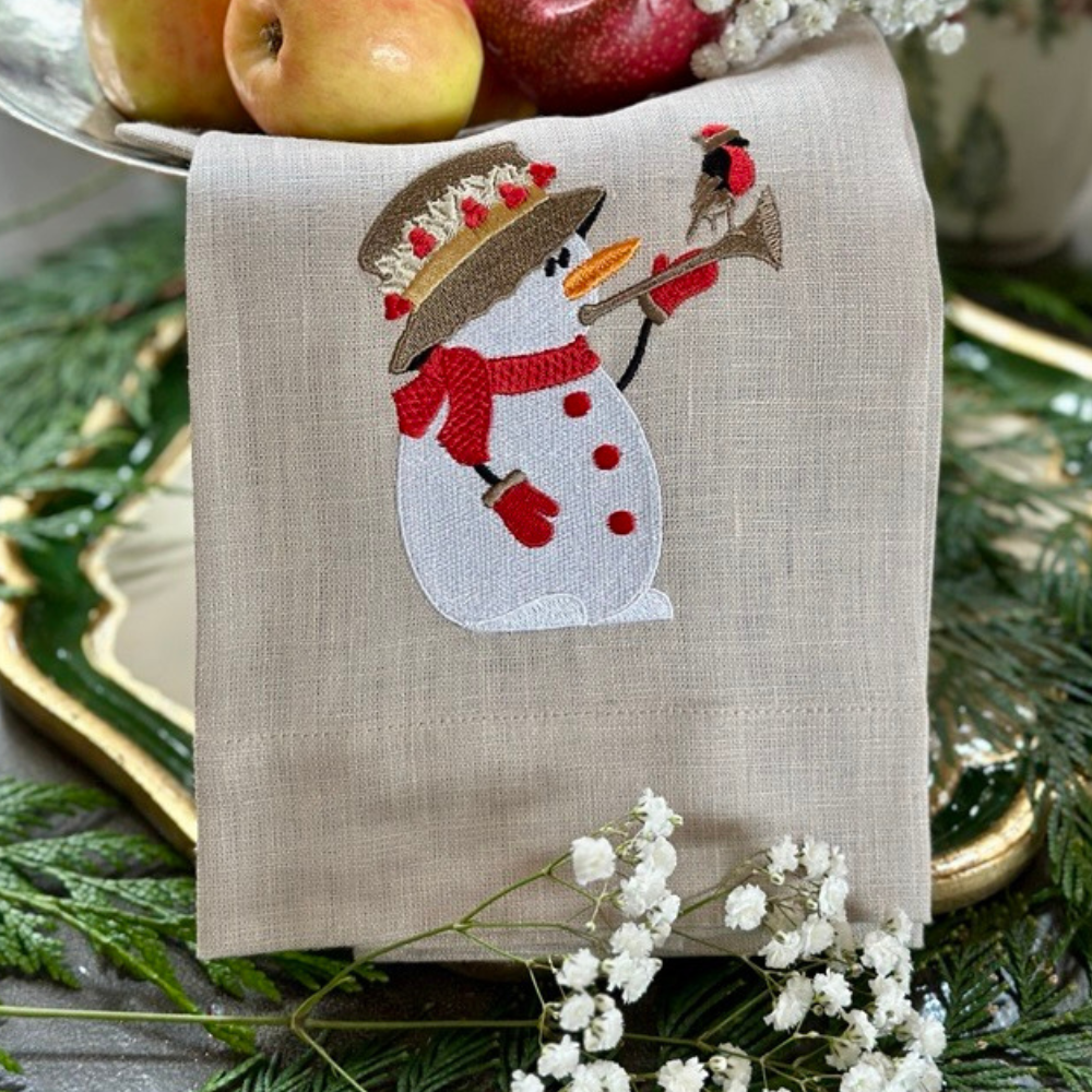 Snowman Harmony Linen Towel - New