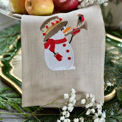 Snowman Harmony Linen Towel - New