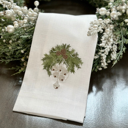 Jingle Bell Swag Linen Towel - New