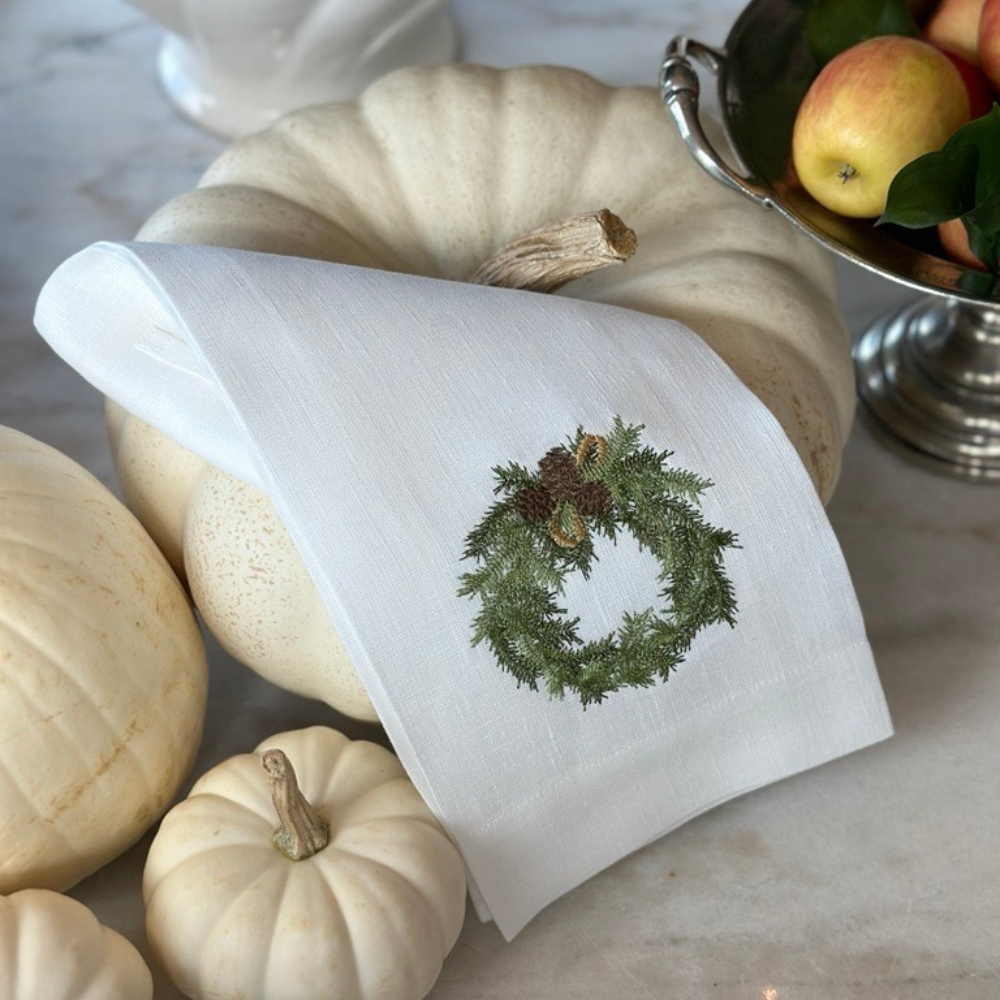 Juniper Wreath Linen Towel