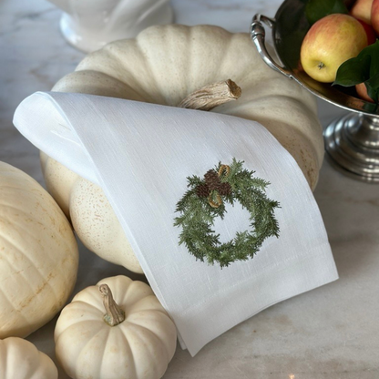 Juniper Wreath Linen Towel