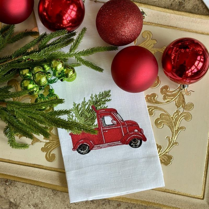 Tree Farm Truck Linen Towel - New