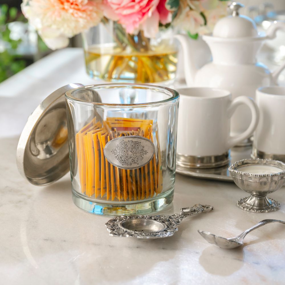 Large Damasco Glass Vessel with Pewter Lid - Online Exclusive NEW