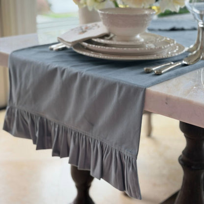 Velvet Table Runner with Ruffle