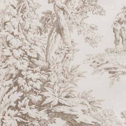 Patterned fabric with leaves and branches on a neutral background