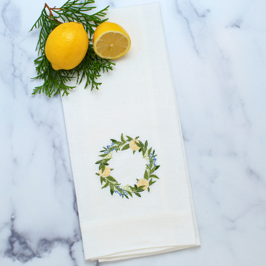 Lemon Wreath Linen Towel