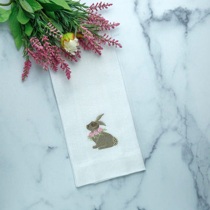 Floral Bunny Linen Towel