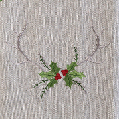 Antlers with Holly Linen Towel