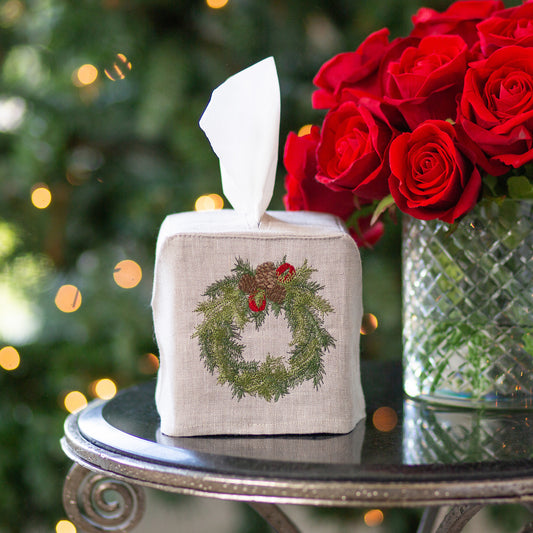 Juniper Wreath Tissue Box Cover