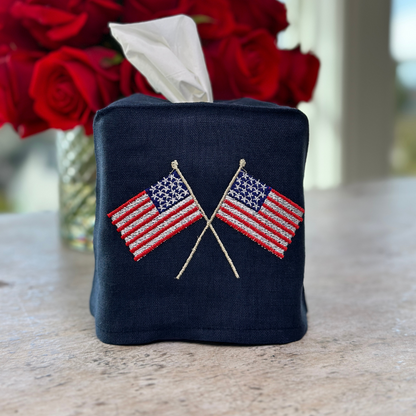 American Flags Tissue Box Cover - Now in White!