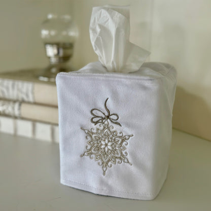 Snowflake Velvet Tissue Box Cover