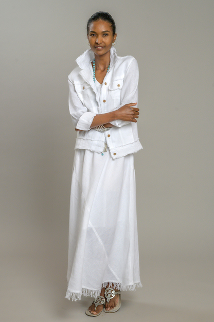 crown linen designs dress Bethany Linen Dress | Bell Sleeve with Pockets