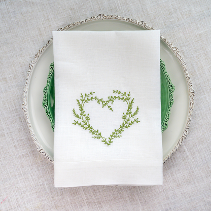 Vineyard Heart Linen Tri-Fold Napkin