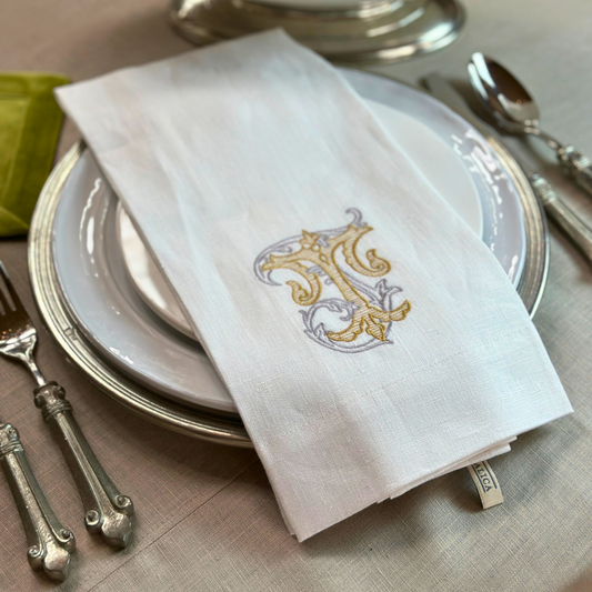 Vintage Vine Monogram Linen Towel