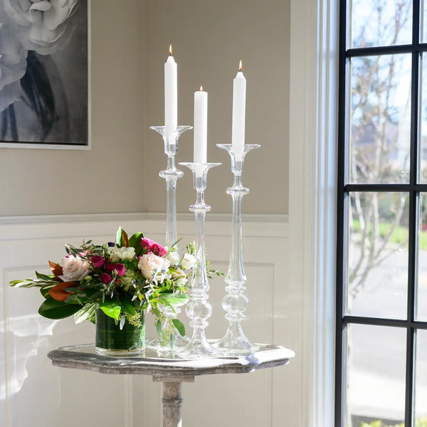 Alberto Glass Candlesticks Set - Mouth Blown Romanian Glassware