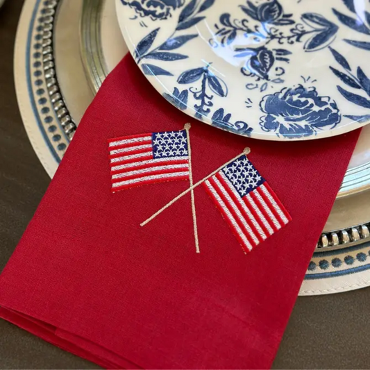 American Flags Red Linen Towel