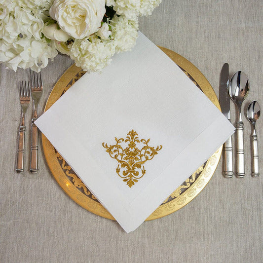 Victorian Large Napkin with gold design on gold plate