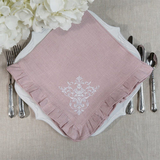 Victorian Dusty Pink Large Napkin with Ruffle - Sale