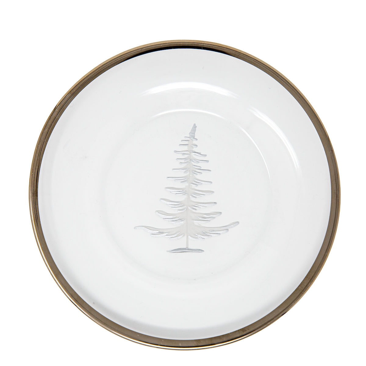White Tree Plate Vetro Platinum Etched Tree Plate – Arte Italica