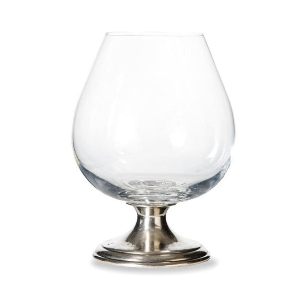 Arte Italica Verona Cognac Glass, 20 oz Italian glass with handcrafted pewter stem
