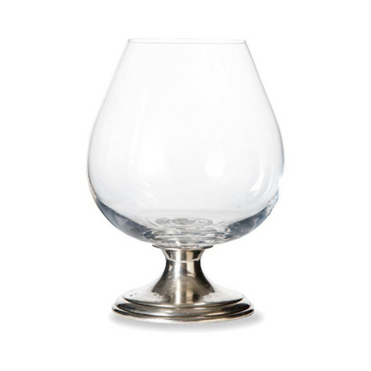 Arte Italica Verona Cognac Glass, 20 oz Italian glass with handcrafted pewter stem