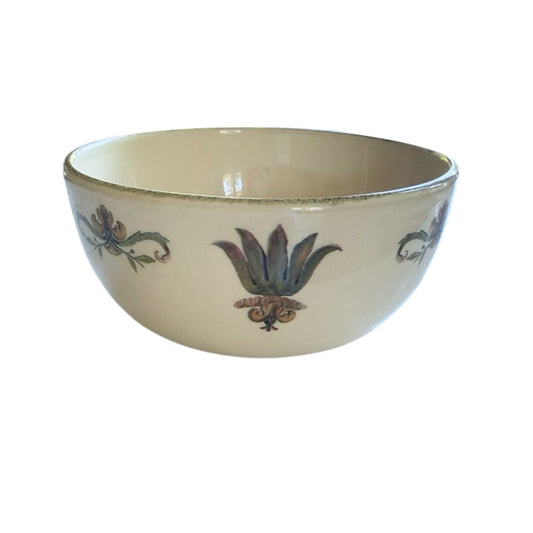 Villa Ceramic Cereal Bowl with decorative Italian inspired patterns on a white background - Arte Italica and Crown Linen Designs