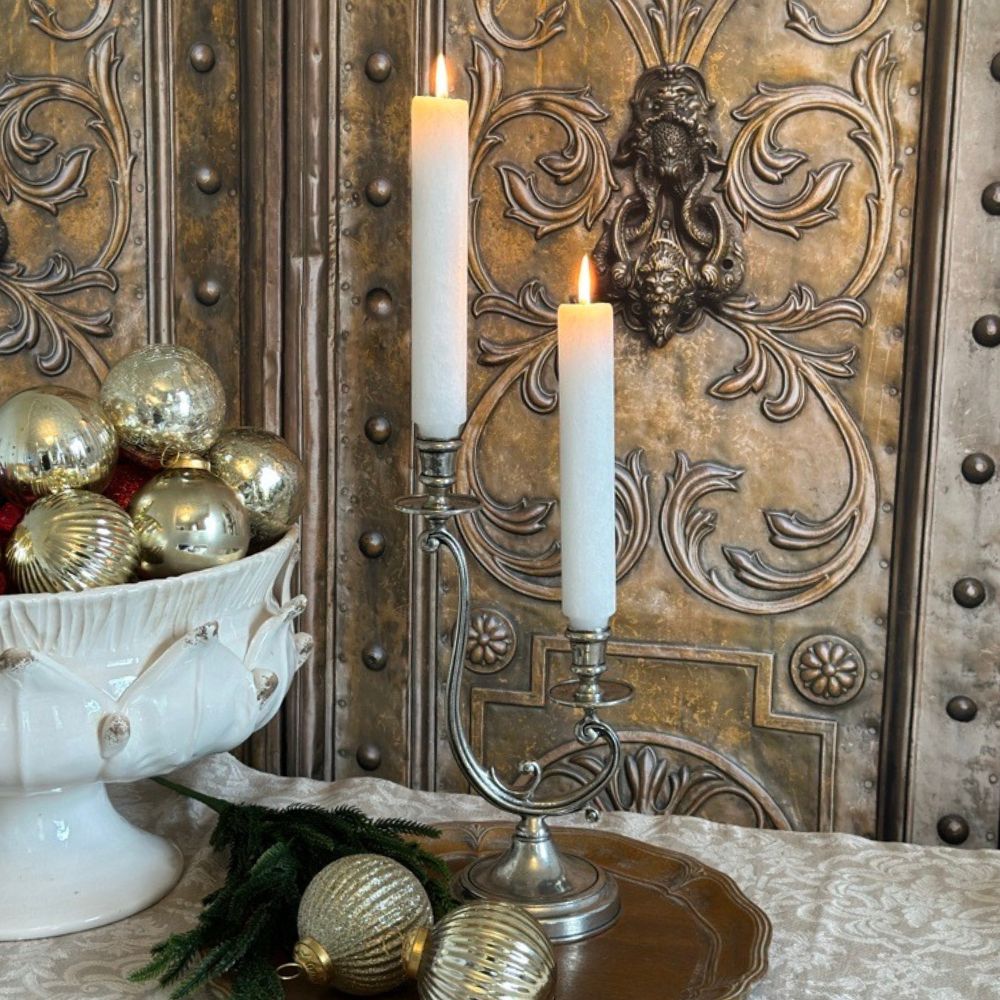 Vintage Pewter Medium 2-Arm Candleholder – Arte Italica