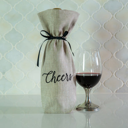 Cheers Linen Wine Bag-New Color