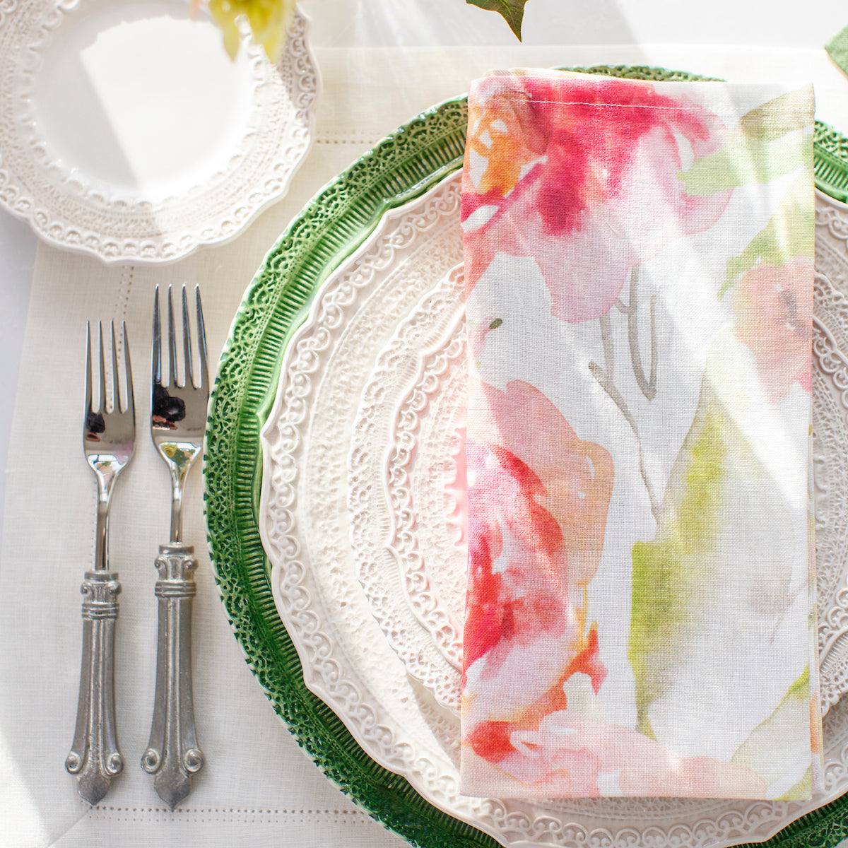 Watercolor Floral Cloth Napkins Set of 6, Washable Polyester Dinner Napkin,  20 X