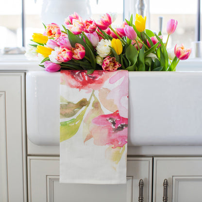 Floral Watercolor Linen Towel