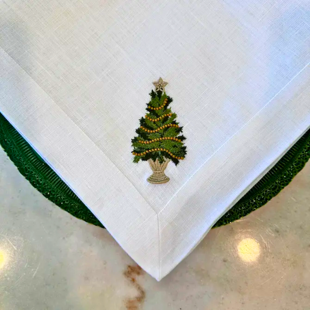 Tree with Gold Trim Large Linen Napkin
