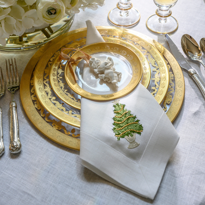 Tree with Gold Trim Large Linen Napkin
