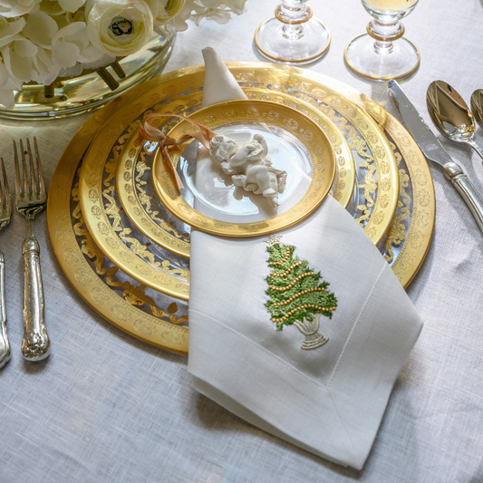 Tree with Gold Trim Large Linen Napkin