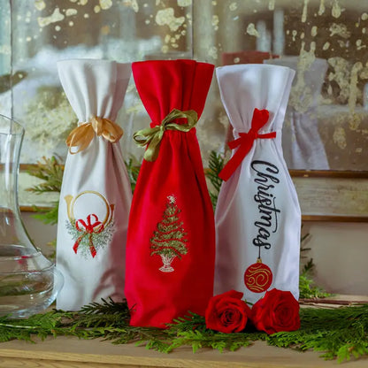 Tree with Trim Velvet Wine Bag - New