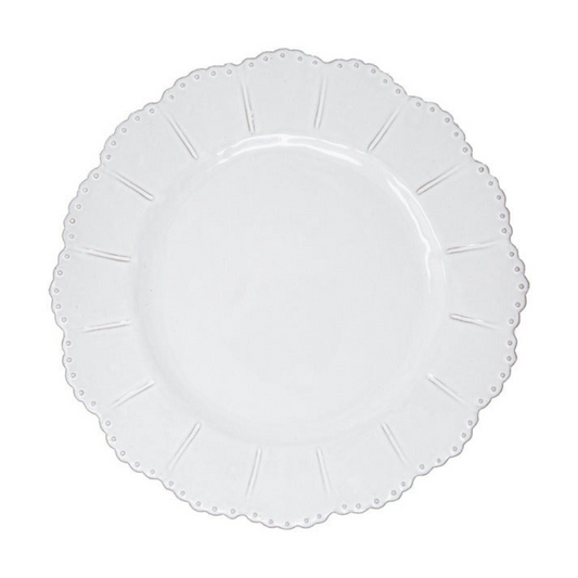 Arte Italica Bella Bianca beaded dinner plate Italian stoneware handcrafted white finish