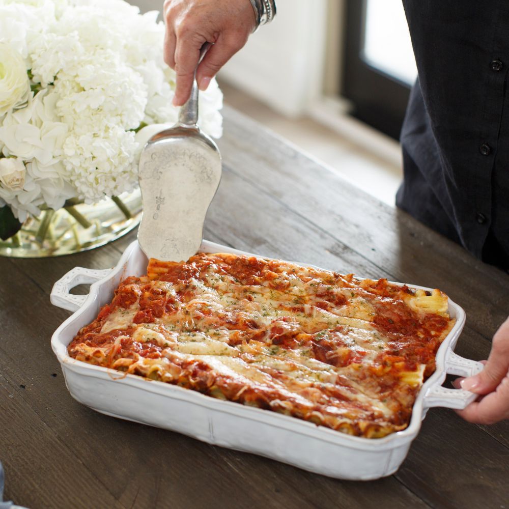 Bella Bianca Rectangular Lasagna Dish - Italian Stoneware 13